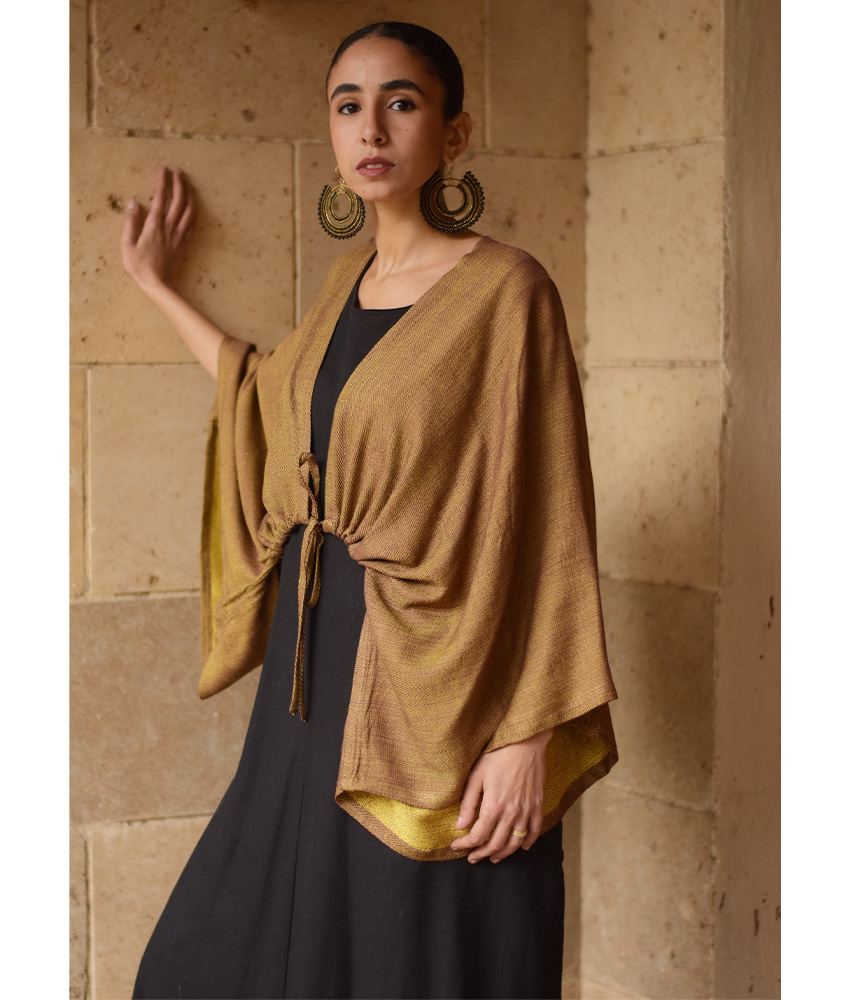 Dark Mustard Heavy Viscose Bolero handmade in Egypt & available at Jozee Boutique.