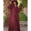 Burgundy Linen Dress with Hoodie handmade in Egypt & available at Jozee Boutique.