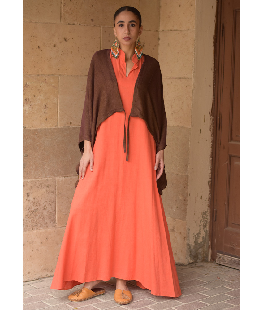 Brick Brown Heavy Viscose Bolero handmade in Egypt & available at Jozee Boutique.