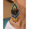 Black & Multicolored Beaded Earrings handmade in Egypt & available in Jozee Boutique