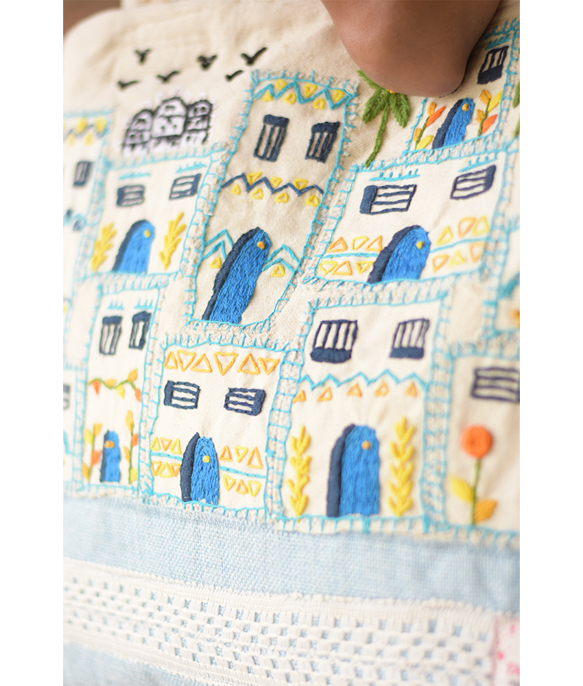 Off White Embroidered Tote Bag handmade in Egypt & available in Jozee boutique