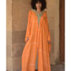 Burnt Orange Viscose Cardigan with Hoodie handmade in Egypt & available at Jozee Boutique.