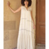 Off White Handwoven Ruffle Dress Handmade in Egypt & available at Jozee Boutique