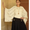 Off White Viscose Bolero handmade in Egypt & available at Jozee Boutique.