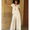 Off White Linen Relaxed Top handmade in Egypt & available at Jozee boutique