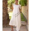 White Linen Dress with Hand Embroideries handmade in Egypt & available in Jozee boutique