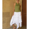 White Embroidered Handkerchief Skirt handmade in Egypt & available in Jozee boutique
