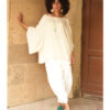 Off white Viscose Oversized Top with Flowing Silhouette handmade in Egypt & available at Jozee Boutique.