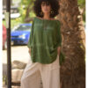 Olive green Viscose Oversized Top with Flowing Silhouette handmade in Egypt & available at Jozee Boutique.