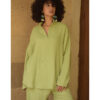 Light Olive Green Cotton Textured Oversized Top handmade in Egypt & available at Jozee boutique
