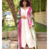 Multicolored Viscose Cardigan with Hoodie handmade in Egypt & available at Jozee Boutique.