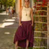 Burgundy Draped Maxi Skirt handmade in Egypt & available in Jozee boutique