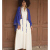 Electric Blue Siwa Embroidered Linen Bolero made in Egypt & available at Jozee Boutique.