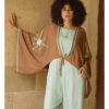 Cinnamon Brown Siwa Embroidered Linen Bolero made in Egypt & available at Jozee Boutique.