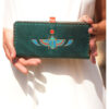 Green Leather Wallet handmade in Egypt and available at Jozee Boutique.