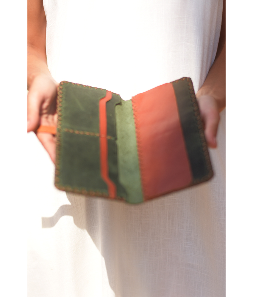 Dark Olive Green Leather Wallet handmade in Egypt and available at Jozee Boutique.
