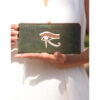 Dark Olive Green Leather Wallet handmade in Egypt and available at Jozee Boutique.