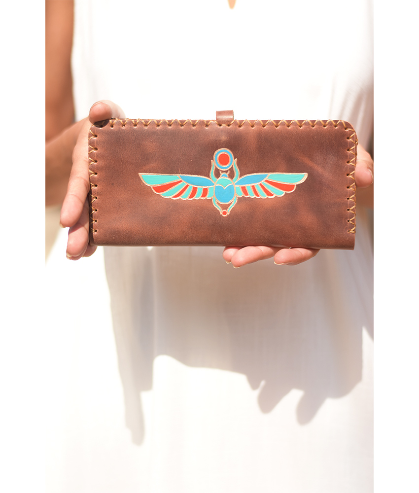 Brown Leather Wallet handmade in Egypt and available at Jozee Boutique.