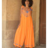 Orange Siwa Embroidered Linen Flowy Jumpsuit/Dress handmade in Egypt & available at Jozee Boutique.
