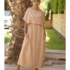 Beige Layered Linen Maxi Dress handmade in Egypt & available in Jozee boutique