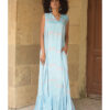 Baby Blue Handwoven Ruffle Dress handmade in Egypt & available at Jozee Boutique.