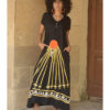 Black Linen Dress with Khyamia Ancient Egyptian Crafts Patchwork handmade in Egypt & available at Jozee Boutique.
