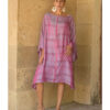 Lilac Pink Viscose Midi Dress with Inspired Pattern handmade in Egypt & available at Jozee Boutique.
