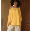 Yellow Viscose Oversized Top with Flowing Silhouette handmade in Egypt & available at Jozee Boutique.