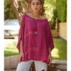 Fuchsia Pink Viscose Oversized Top with Flowing Silhouette handmade in Egypt & available at Jozee Boutique.