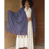 Royal Blue Silk & Cotton Siwa Embroidered Shawl Handmade in Egypt & available at Jozee Boutique