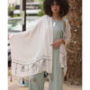White Siwa Embroidered Viscose Shawl Handmade in Egypt & available at Jozee Boutique