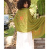 Light Olive Siwa Embroidered Viscose Shawl Handmade in Egypt & available at Jozee Boutique