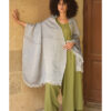 Light Grey Loomwoven Linen Shawl handmade in Egypt & available at Jozee Boutique.handmade in Egypt & available at Jozee Boutique.