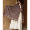 Brown Silk & Cotton Siwa Embroidered Shawl Handmade in Egypt & available at Jozee Boutique
