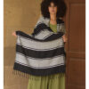 Black & Light grey Viscose Shawl with Fringes handmade in Egypt & available at Jozee Boutique.handmade in Egypt & available at Jozee Boutique.