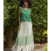 Mint & off White Handwoven Ruffle Skirt handmade in Egypt & available at Jozee Boutique.