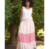 Pink & off White Handwoven Ruffle Skirt handmade in Egypt & available at Jozee Boutique.