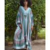 Multicolored Handwoven Ruffle Kaftan handmade in Egypt & available at Jozee boutique