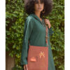 Brown Embroidered Palm Linen Cross Bag handmade in Egypt & available at Jozee Boutique.handmade in Egypt & available at Jozee Boutique.