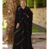 Black Handwoven Ruffle Kaftan handmade in Egypt & available at Jozee boutique