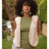 Off White & brown Hand Embroideries Linen Vest handmade in Egypt & available at Jozee Boutique.