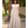 Off White Handwoven Ruffle Dress Handmade in Egypt & available at Jozee Boutique