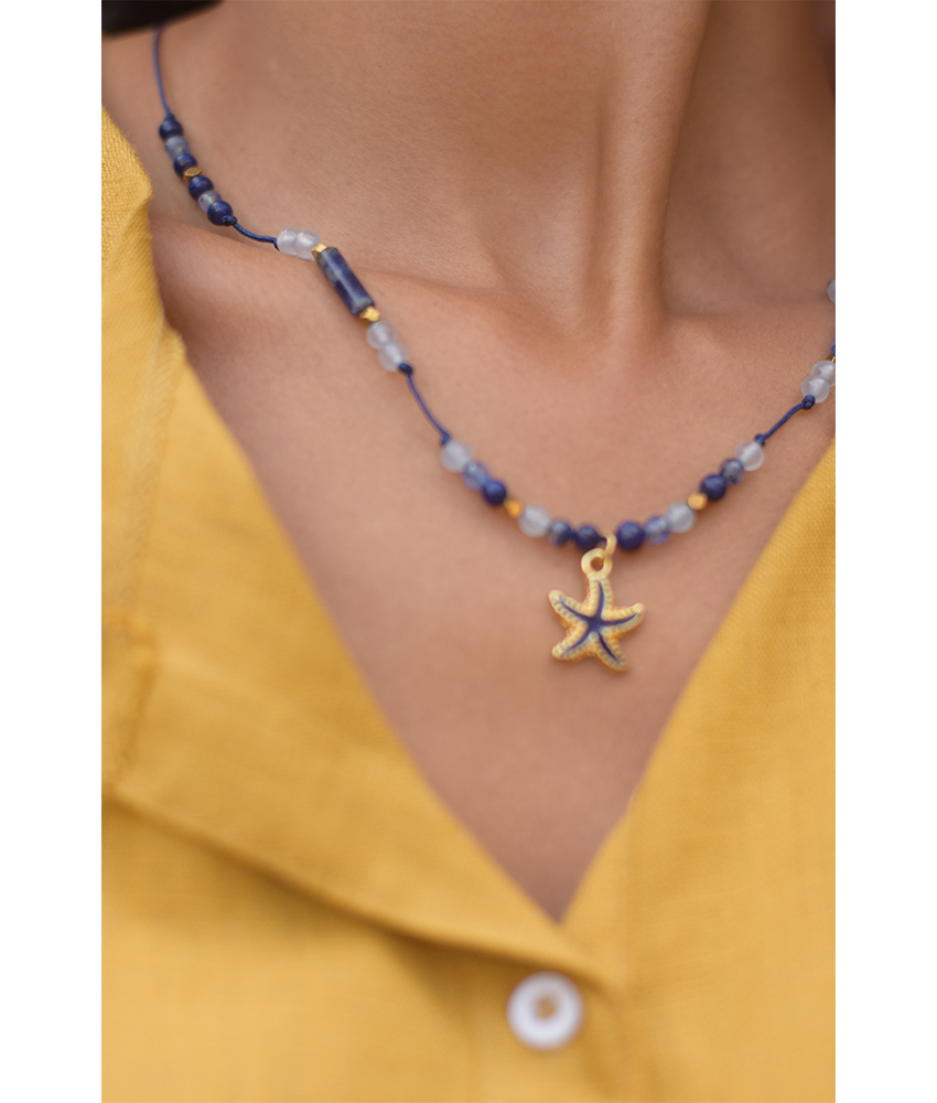 Multicolored Beaded Necklace handmade in Egypt & available at Jozee Boutique.