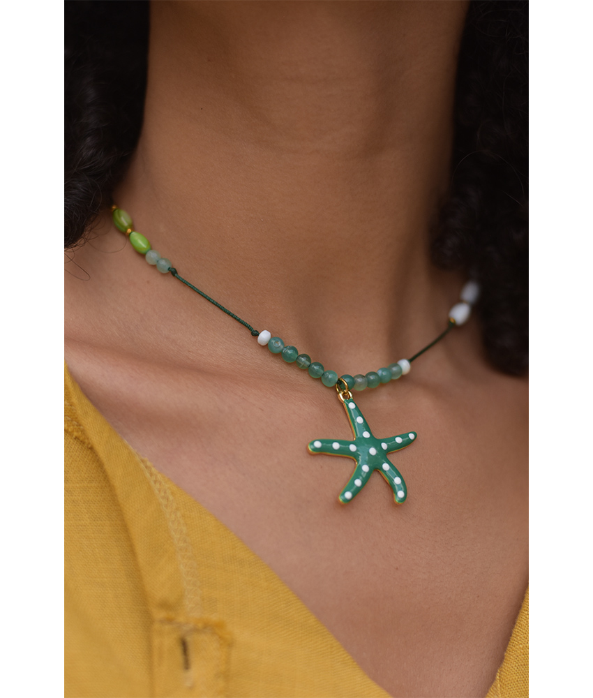 Turquoise Beaded Necklace handmade in Egypt & available at Jozee Boutique.