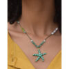 Turquoise Beaded Necklace handmade in Egypt & available at Jozee Boutique.