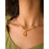 Orange Beaded Necklace handmade in Egypt & available at Jozee Boutique.