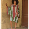 Multicolored Viscose Midi Dress with Inspired Pattern handmade in Egypt & available at Jozee Boutique.