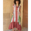 Brick red & Grey Handwoven Ruffle Dress Handmade in Egypt & available at Jozee Boutique