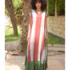 Green & Multicolored Handwoven Ruffle Dress handmade in Egypt & available at Jozee Boutique.