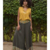 Dark Olive Green Siwa Embroidered Flowy Pants handmade in Egypt & available at Jozee Boutique.